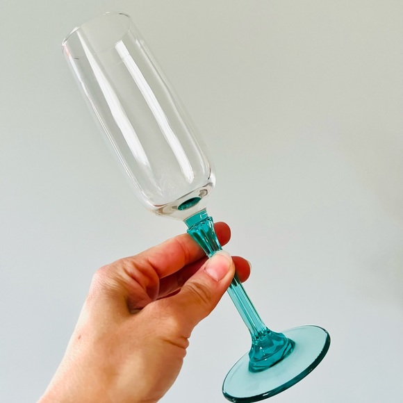 9 vintage teal stem stemware champagne - Picture 1 of 2